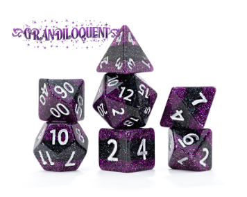 Glitter Bomb Dice - 'Grandiloquent' (7-die)