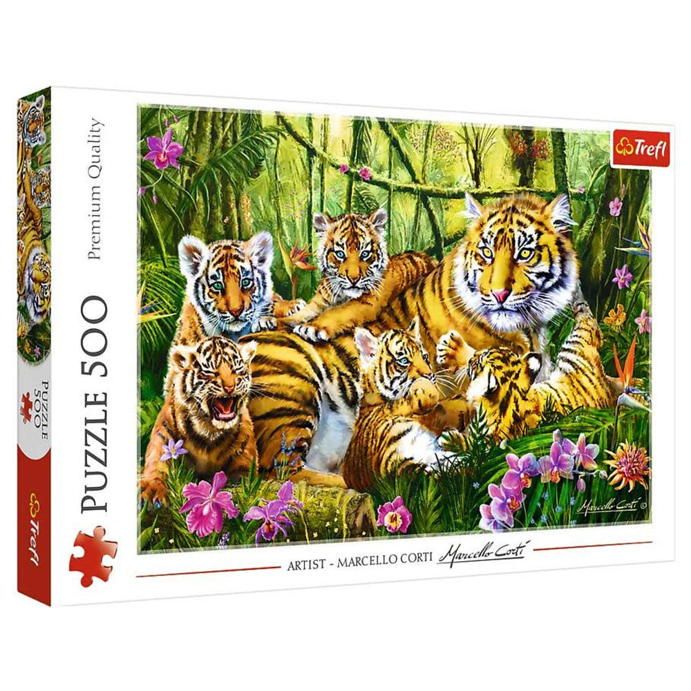 Puzzle: Family of Tigers 500 Piece (Trefl Red)